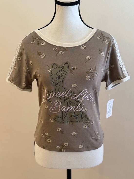 Kohl's Tops - Disney Sweet Like Bambi Taupe Floral Short Sleeve Top size medium